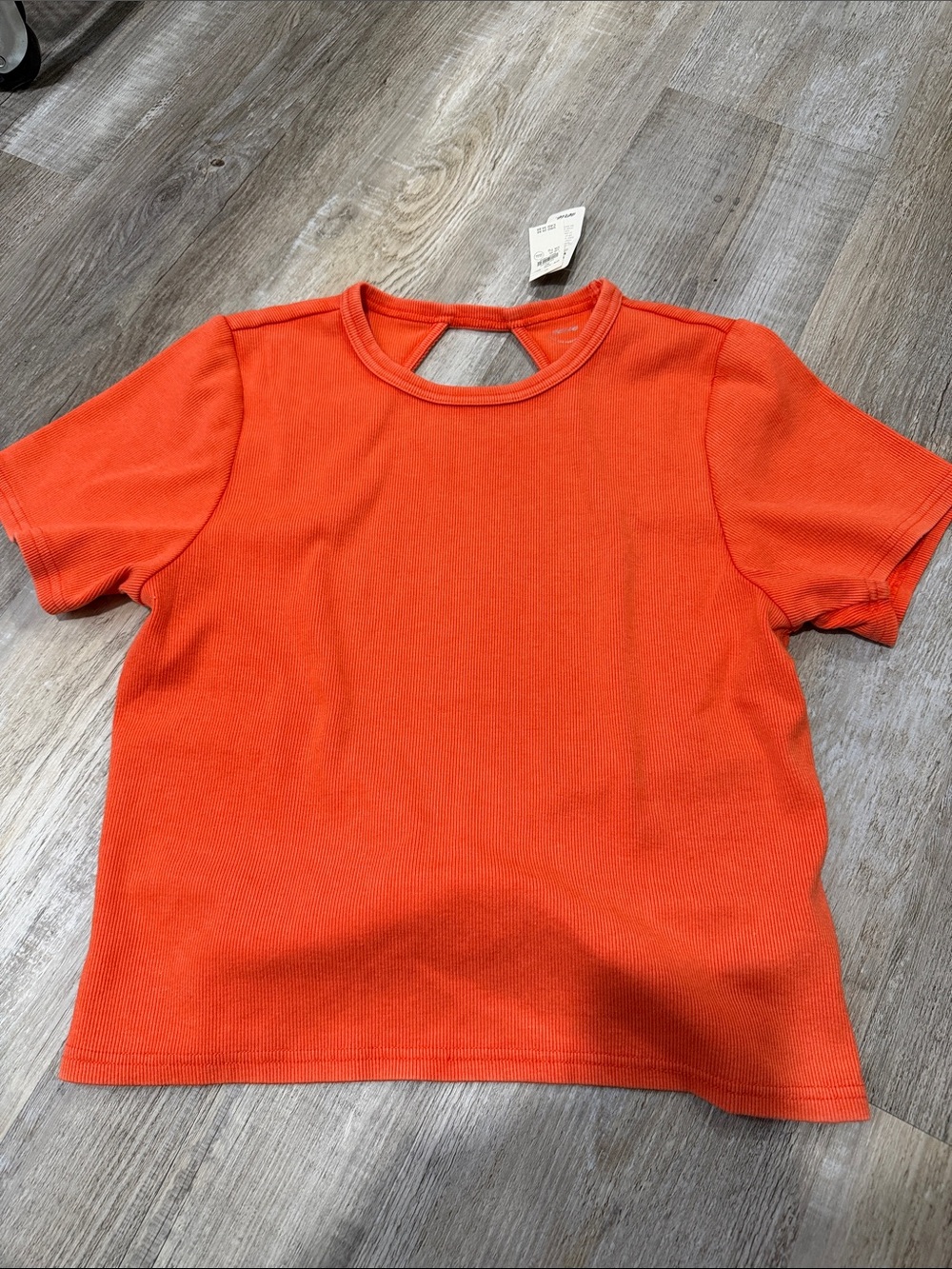 aerie Ribbed Short Sleeve Top with Back Cutout
